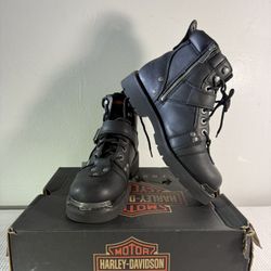 Harley Davidson Black MEN's 9.5 BRAKE BUCKLE LEATHER RIDING BOOTS Motorcycle