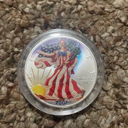 2002 PAINTED AMERICAN EAGLE-Silver Dollar 1oz