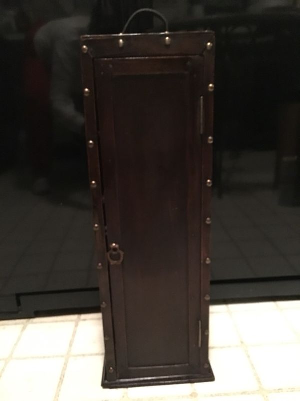 Walnut Stained Box W Leather Handle On Top For Sale In Cape