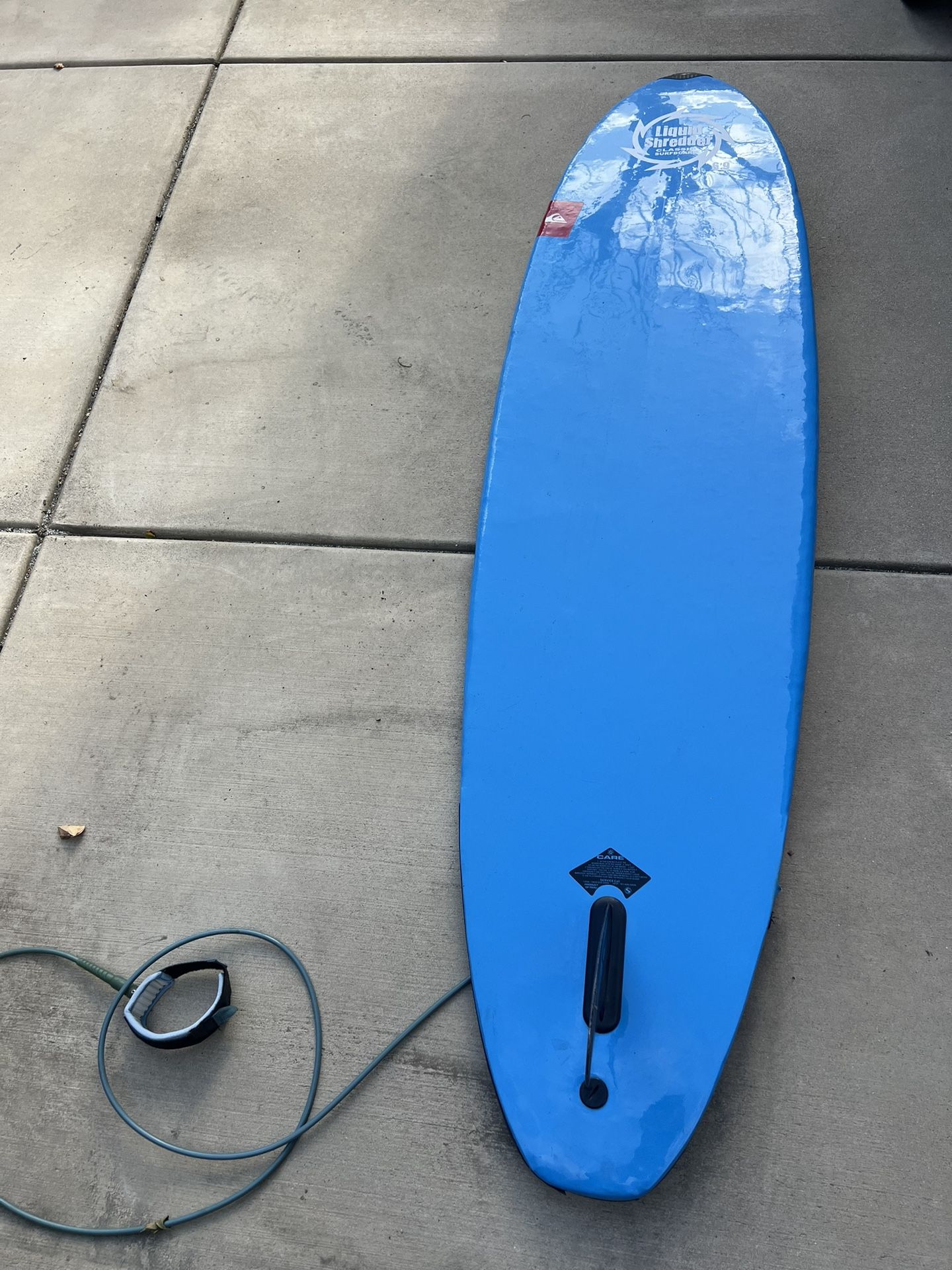 6'9" Liquid Shredder Foam Surfboard Single Fin Blue