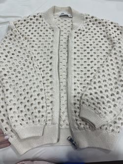 Zara Open Knit Bomber Jacket, Size S