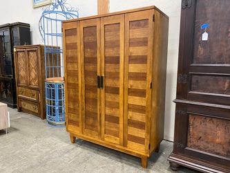 Contemporary Mixed Wood Entertainment Armoire with Double Hinged Doors