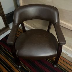 Leather Arm Chair with Wheels