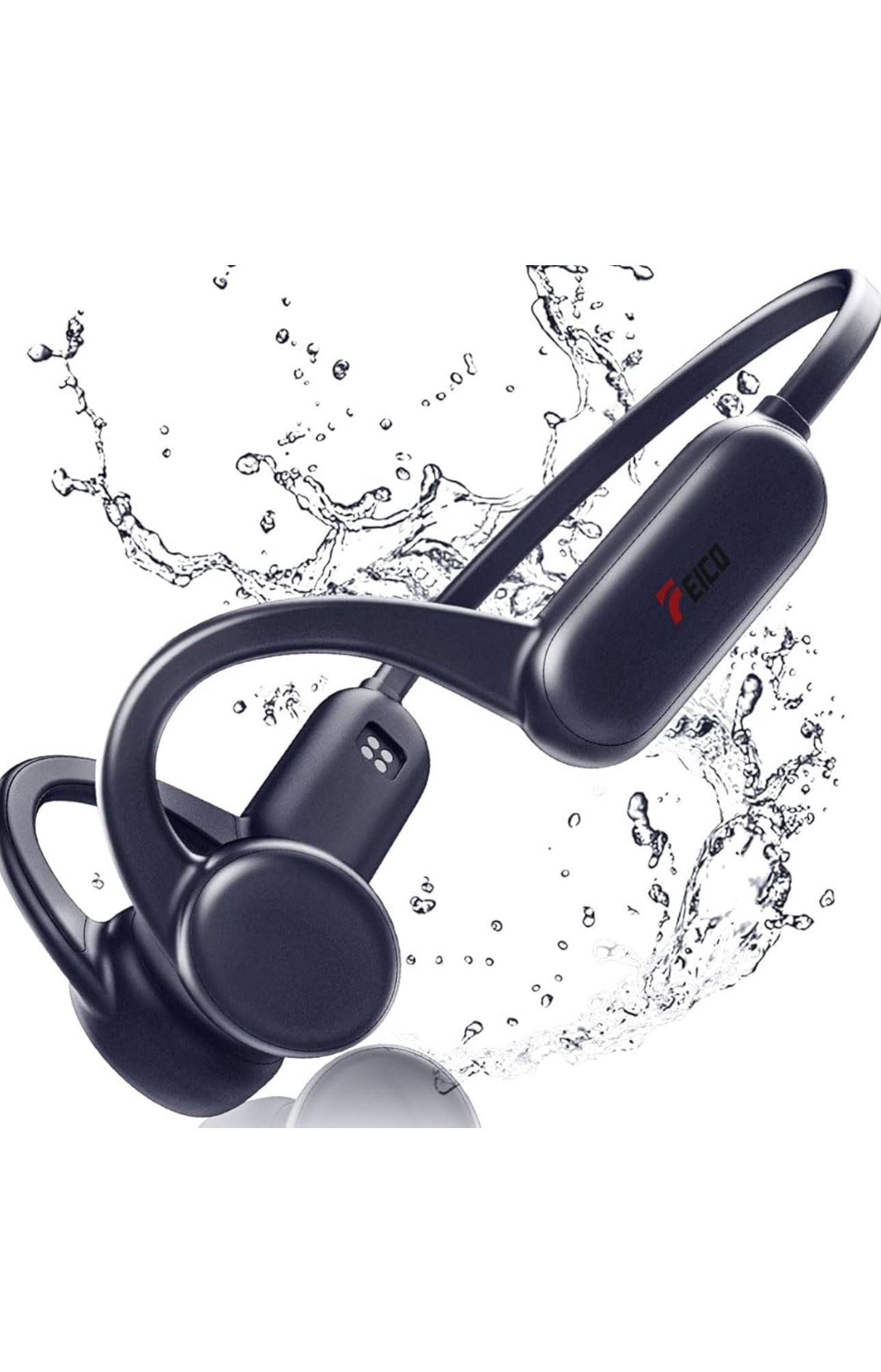 FEICO Bone Conduction Headphones with Built-in MP3 Player - 32GB Memory, Sport Headphone, IP68 Waterproof, Bluetooth 5.3 with Mic, Open Ear Wireless H