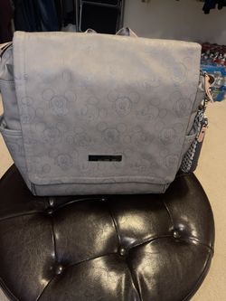 Beautiful Petunia Pickles Mickey Mouse Gray Diaper Bag / Backpack . New. Nice Big Size  No Tags 