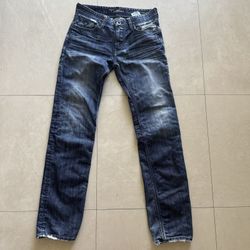 GUESS Lincoln Slim Straight Men's Jeans 30x32 Dark Wash Distressed Blue Denim