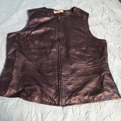 Leather Vest Lined Size PL Vintage 