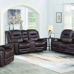 Brand New 2 PC Chocolate Power Reclining Sofa and Love Seat