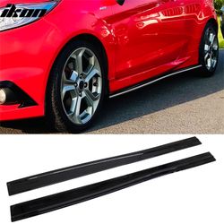 Fits 2014-2019 Ford Fiesta ST & ST Line Side Skirts Extension Rocker Panel Splitter Lip Added on Body Kits IKON Style Painted Gloss Black ABS Plastic