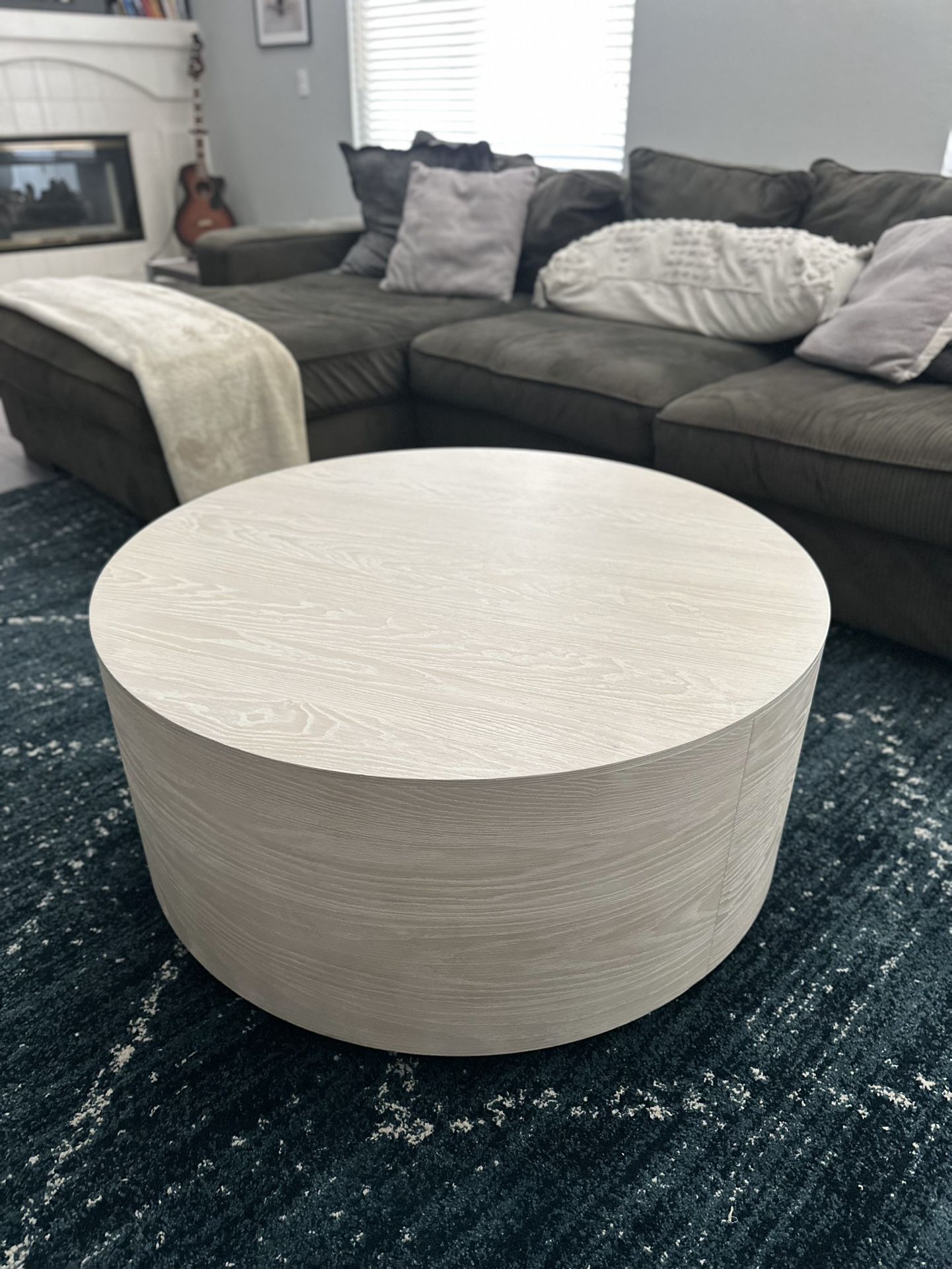 West Elm  Round Drum Coffee Table (36”) - Wood