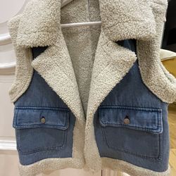 Sleeveless Jacket, Denim, Size Small