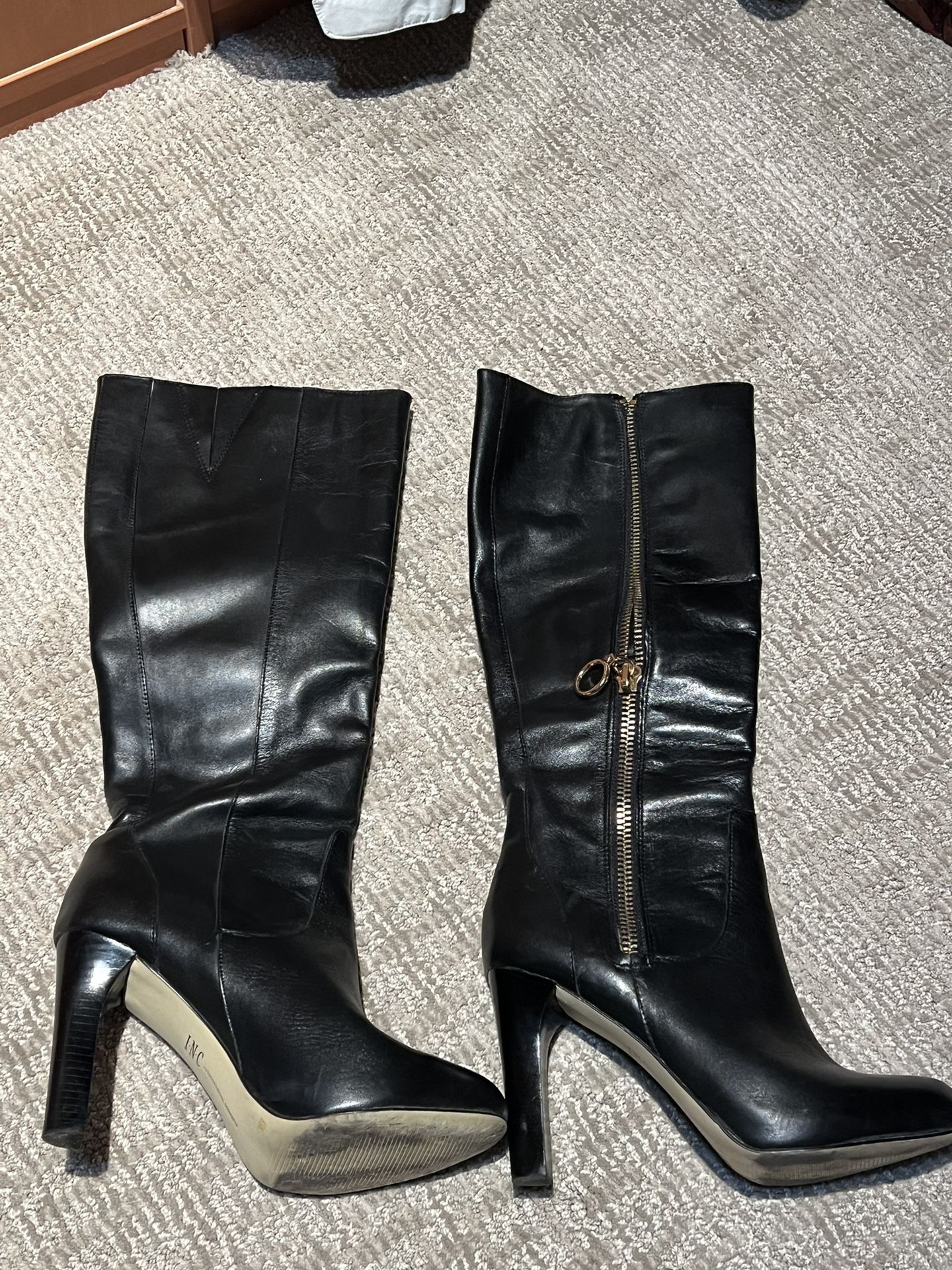 Leather Boots, Black 6 1/2