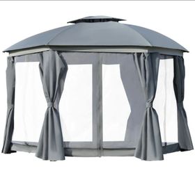 New Factory Sealed ‼️Outdoor Gazebo w/ Double Roof, Netting Sidewalls & Curtains w/ Zippered Vug Bug FreeDoors