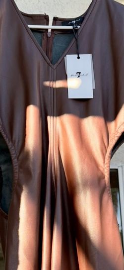 NEW 7 For All Mankind Vegan Leather Midi Dress Size Small Brown w/ Tags