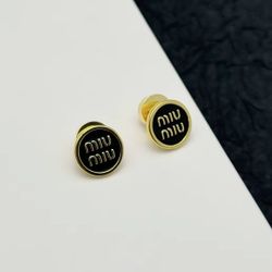 Letter logo decoration romantic metal earrings for women in black