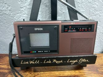 Vintage Epson Elf ET-10 Color LCD Portable TV Japan Maroon Brown Pocket Retro