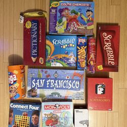 Lot of 11 Board Games + Chemistry Set