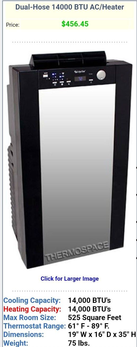 EdgeStar portable 2-in-1 air conditioner and heating (read information)