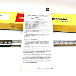 Near mint kodak process thermometer type 3 with instructions and box.