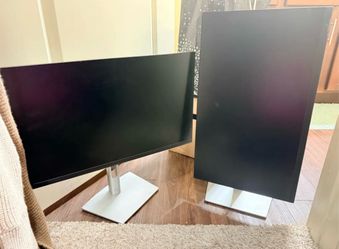 Two Dell 24-inch LED monitors with adjustable stands (2021 models)