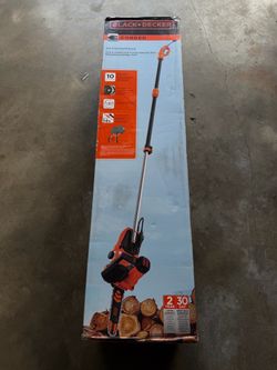 Black&Decker 10 in. 8 AMP Corded Electric Chainsaw with Pole Attachment.