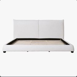 California King White linen Upholstered HEADBOARD ONLY