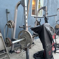 Bench / Squat Rack With Plates 