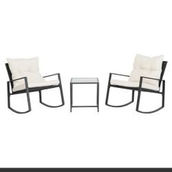3 Pcs Bistro Set Rocking Chairs 