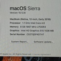 Macbook 12inch 2016, 256ssd