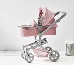 POTTERY BARN Pink Glitter Convertible 3-in-1 Doll Stroller