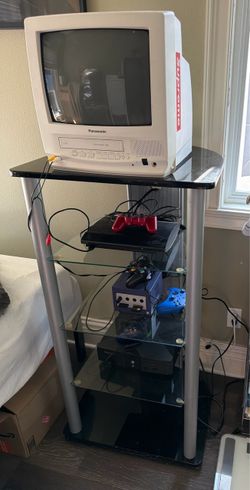CRT TV stand w/ glass shelves