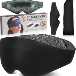 3D Sleep Mask for Women Men, Light & Soft Eye Mask for Sleeping, Light Blocking for Traveling, Black