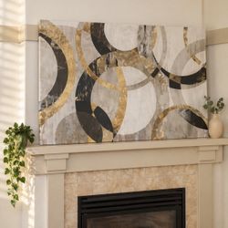 Modern Large Wall Art 48x32 – Gold Grey Abstract（NEW）