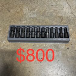  Snap-on  12 pc 1/2" Drive 6-Point Metric Shallow Impact Swivel Socket Set (10-21 and 24 mm)