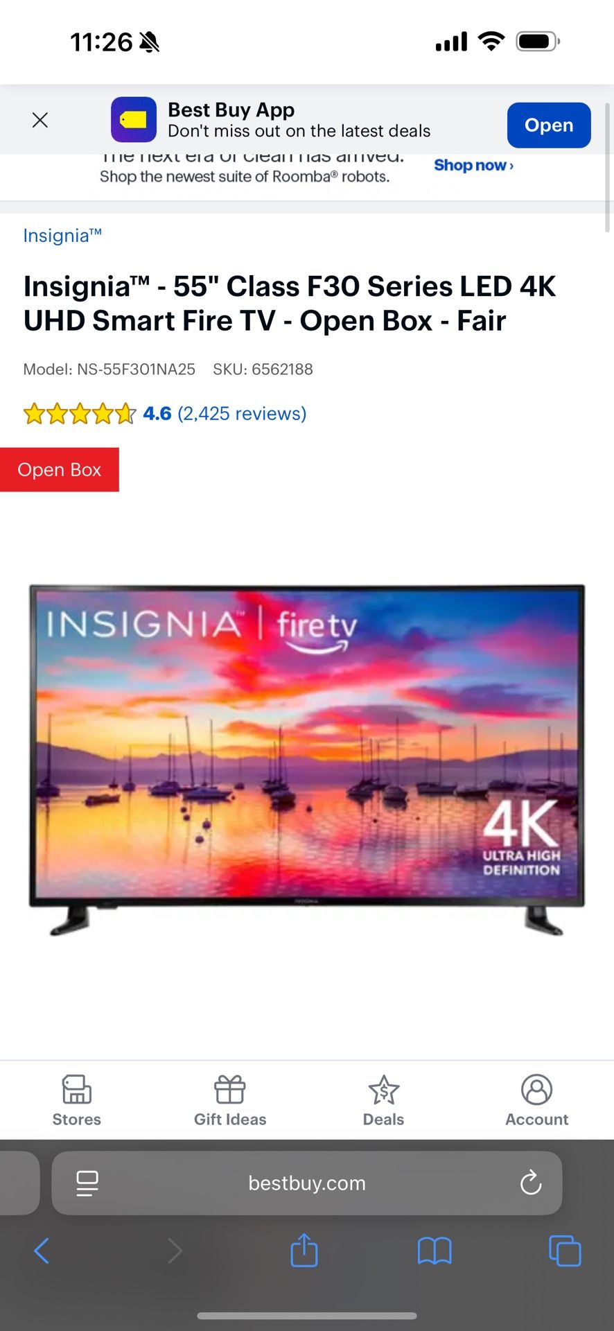 Insignia 55” 4K Smart TV - Great Condition