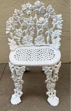 Vintage Victorian Grape and Leaf Vine Cast Iron Patio Garden Chair