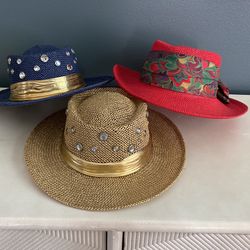 Palm Springs Wicker Hats (x3)