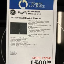 GE Profile Stainless Steel 30" Downdraft Electric Cooktop