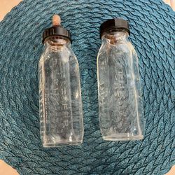 2 Vintage Glass Pyrex Evenflow Baby Bottles