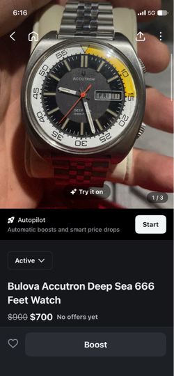 Bulova Accutron Deep Sea 666 Feet Watch
