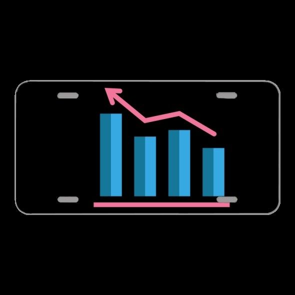 License Plate Novelty Car Front Business Graph Chart Financial