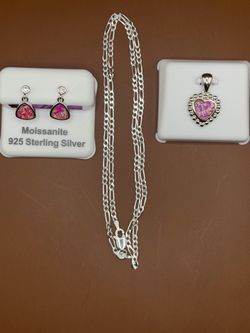 Opal/ Moissanite Earring-Necklace Set