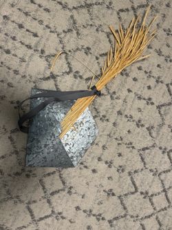 Galvanized Metal Gift Box with Wheat Decor