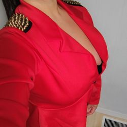 Red Blazer Jacket Super Stretchy Size XL