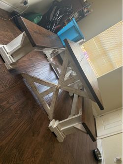 Farmhouse Dining Table + Bench Seats