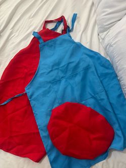 Blue and Red Two-Sided Apron and 1 hat