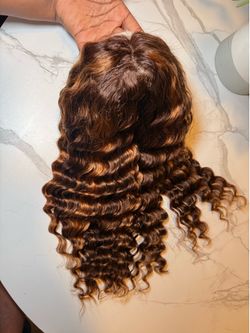 Curly Bob Wig Human Hair 200 Density Highlight 13x4 Short Bob Wig Human Hair 4/27# Pre Plucked HD Lace Frontal Wet and Wavy Honey Blonde Deep Wave Col