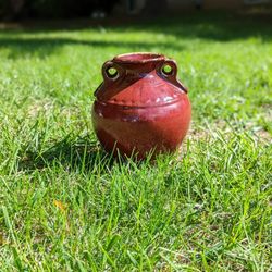 Oxblood Red Shiwan Vase Charles Sadek style 15977 Heavy Ceramic Jug Double Handles