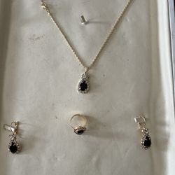 Black - Necklace, Ring, and Earrings