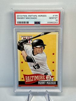 2013 PAN. HMTWN. HEROES MANNY MACHADO RC #195 PSA 10 GEM MINT ROOKIE SP